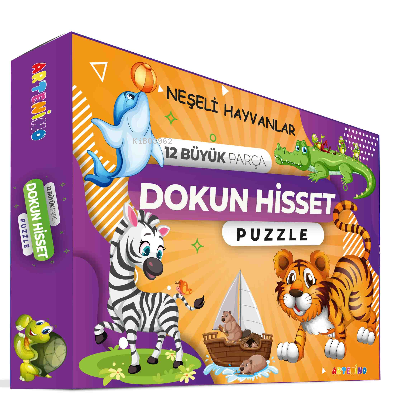 Neşeli Hayvanları 12 Büyük Parça Dokun Hisset Puzzle