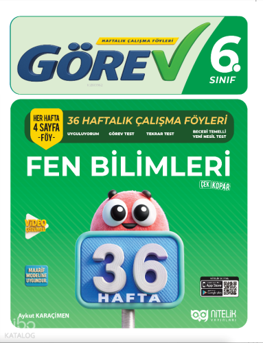Nitelik Yayınları 6.Sınıf Görev 6 Fen Bilimler (36 Hafta)