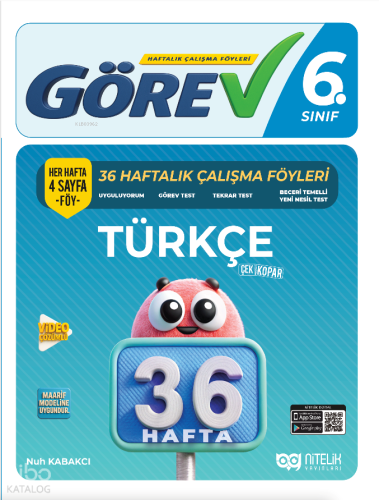 Nitelik Yayınları 6.Sınıf Görev 6 Türkçe (36 Hafta)