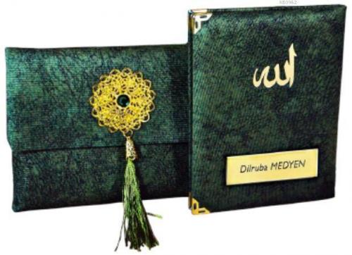 Nubuk Kumaş Kaplı ve Çantalı Yasin Kitabı Seti -K. Yeşil