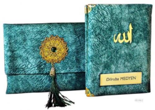 Nubuk Kumaş Kaplı ve Çantalı Yasin Kitabı Seti -Mint