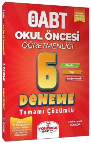 ÖABT Okul Öncesi Öğretmenliği 6 Deneme Çözümlü