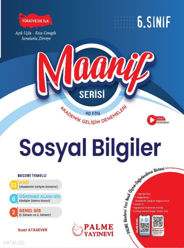 Palme 6. Sınıf Maarif Serisi Sosyal Bilgiler Haftalık Deneme (40 Föy)