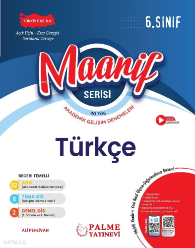 Palme 6. Sınıf Maarif Serisi Türkçe Haftalık Deneme (40 Föy)