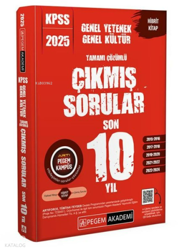 Pegem Akademi 2025 KPSS Genel Yetenek Genel Kültür Tamamı Çözümlü Çıkmış Sorular Son 10 Yıl