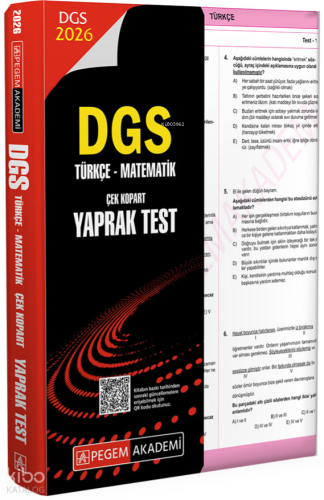 Pegem Akademi 2026 DGS Türkçe-Matematik Çek Kopart Yaprak Test