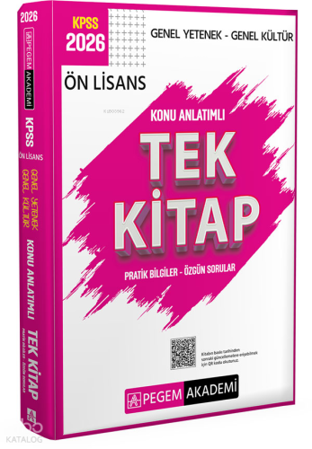 Pegem Akademi 2026 KPSS Genel Yetenek Genel Kültür Ön Lisans Konu Anlatımlı Tek Kitap