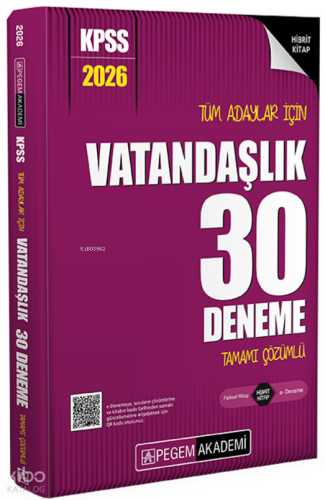 Pegem Akademi 2026 KPSS Tüm Adaylar İçin Vatandaşlık 30 Deneme Tamamı 