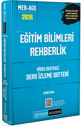Pegem Akademi 2026 MEB AGS Eğitim Bilimleri Rehberlik Video Destekli Ders İzleme Defteri