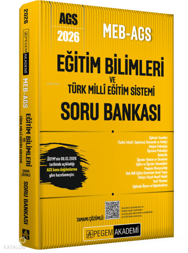 Pegem Akademi 2026 MEB AGS Eğitim Bilimleri ve Türk Milli Eğitim Sistemi Tamamı Çözümlü Soru Bankası