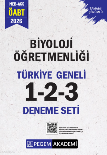 Pegem Akademi 2026 MEB AGS ÖABT Biyoloji Öğretmenliği Tamamı Çözümlü Türkiye Geneli 1-2-3 Deneme Seti