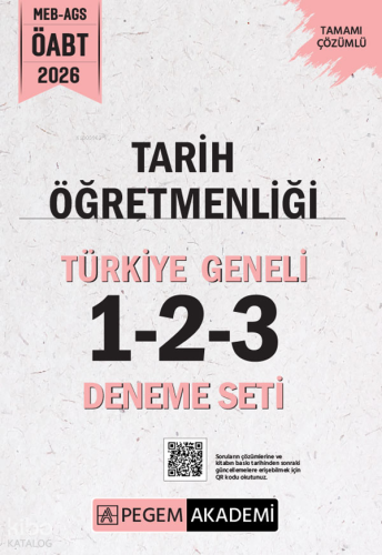 Pegem Akademi 2026 MEB AGS ÖABT Tarih Öğretmenliği Tamamı Çözümlü Türkiye Geneli 1-2-3 Deneme Seti