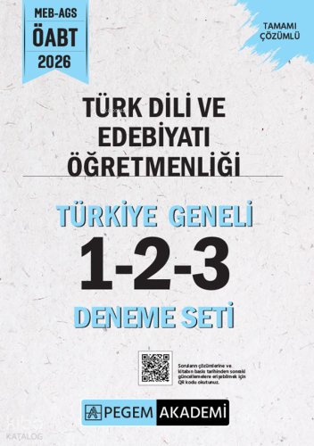 Pegem Akademi 2026 MEB AGS ÖABT Türk Dili ve Edebiyatı Öğretmenliği Tamamı Çözümlü Türkiye Geneli 1-2-3 Deneme Seti