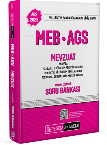 Pegem Akademi 2026 MEB-AGS Soru Bankası Tamamı Çözümlü Mevzuat