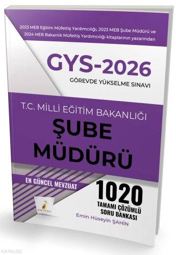 Pelikan Yayınevi GYS 2026 Görevde Yükselme Sınavı T.C. Milli Eğitim Bakanlığı Şube Müdürü Tamamı Çözümlü Soru Bankası
