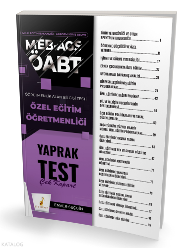 Pelikan Yayınevi MEB-AGS ÖABT Özel Eğitim Öğretmenliği Yaprak Test