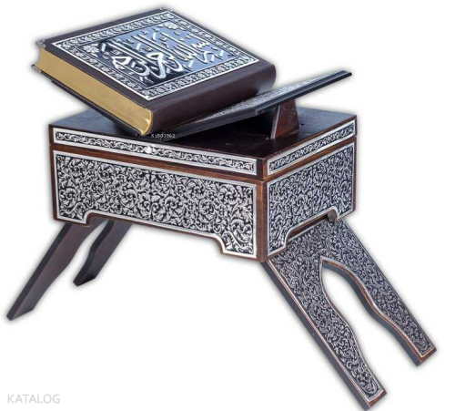 Rahleli Kanat Sandıklı Siyah Kaplama Gümüş Kur'an-ı Kerim (Orta Boy)