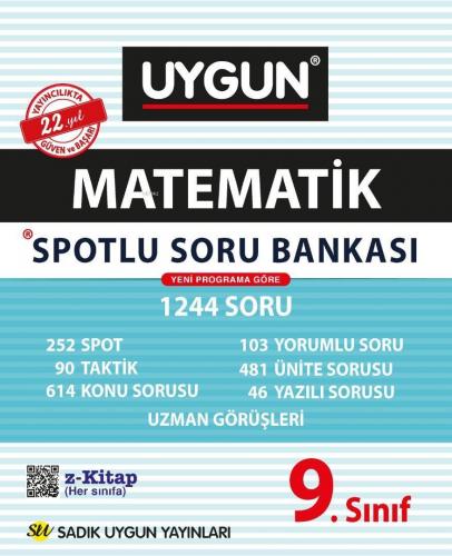 Sadık Uygun Yayınları 9. Sınıf Matematik Spotlu Soru Bankası Sadık Uygun