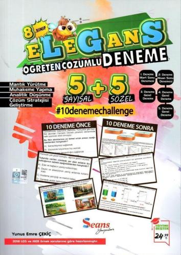 Seans Yayınları 8. Sınıf LGS Elegans Öğreten Çözümlü Deneme Seans