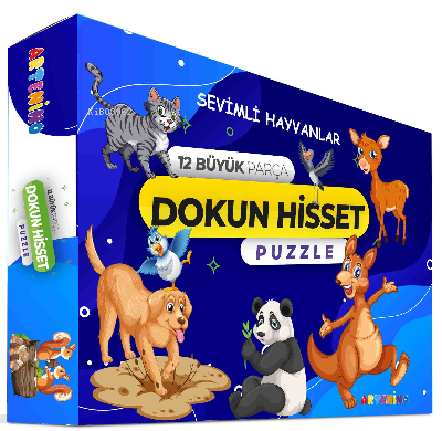 Sevimli Hayvanları 12 Büyük Parça Dokun Hisset Puzzle
