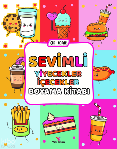 Sevimli Yiyecekler İçecekler Boyama Kitabı