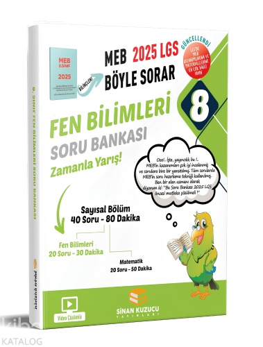 Sinan Kuzucu Yayınları 8. Sınıf 2025 Lgs Meb Böyle Sorar Fen Bilimleri Soru Bankası Video Çözümlü