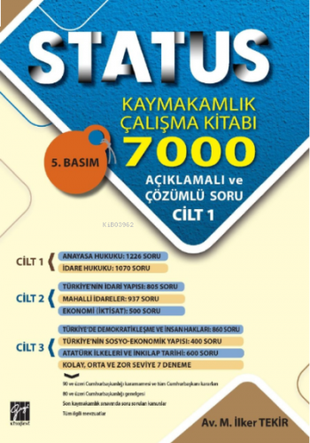Status Kaymakamlık Çalışma Kitabı 6100 Açıklamalı Çözümlü Soru (3 Cilt Takım)