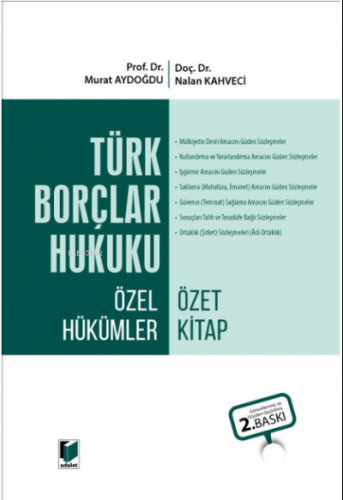 Türk Borçlar Hukuku Özel Hükümler Özet Kitap