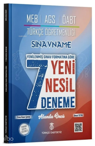 Türkçe Öabtdeyiz MEB-AGS Türkçe Öğretmenliği Sınavname 7 Deneme Çözümlü