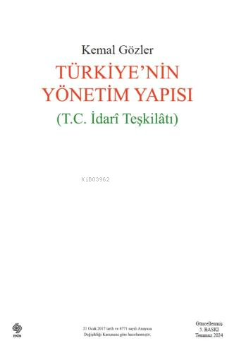Türkiye'nin Yönetim Yapısı;T.C. İdari Teşkilâtı