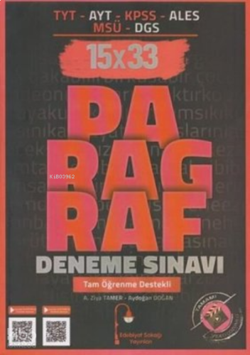 TYT AYT KPSS ALES MSÜ DGS Paragraf 15x33 Deneme
