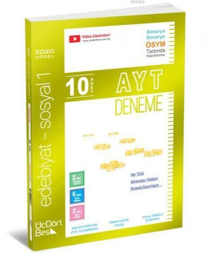 Üç Dört Beş Yayınları AYT Edebiyat Sosyal-1 10 Adet Deneme Üç Dört Beş