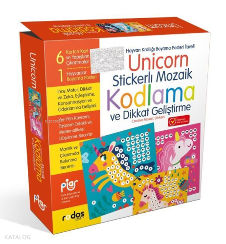 Unicorn Stickerlı Mozaik Kodlama ve Dikkat Geliştirme Oyun Seti
