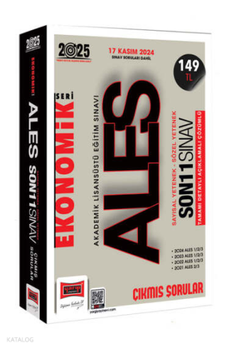 Yargı Yayınları 2025 ALES VİP Ekonomik Seri Son 11 Sınav Çıkmış Sorular