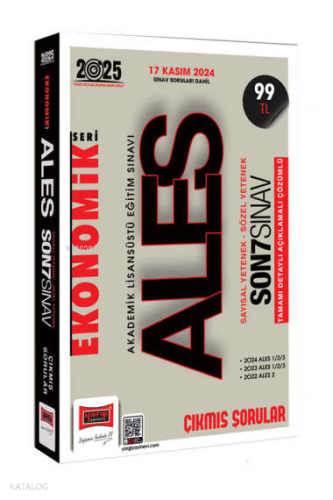 Yargı Yayınları 2025 ALES VİP Ekonomik Seri Son 7 Sınav Çıkmış Sorular
