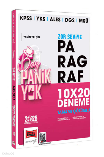 Yargı Yayınları 2025 KPSS YKS ALES DGS MSÜ Tamamı Çözümlü Panik Yok Zor Seviye Paragraf 10x20 Deneme