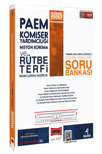 Yargı Yayınları 2025 PAEM Komiser Yardımcılığı Misyon Koruma ve Rütbe Terfi Sınavlarına Hazırlık İnsan Hakları Soru Bankası