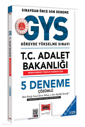 Yargı Yayınları 2025 T.C. Adalet Bakanlığı Memur Merkez Teşkilat Kadrosu İçin Çözümlü 5 Deneme