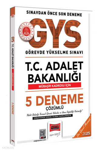 Yargı Yayınları 2025 T.C. Adalet Bakanlığı Mübaşir Kadrosu İçin Çözümlü 5 Deneme