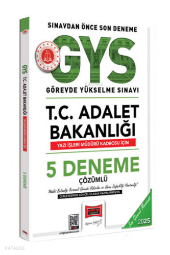 Yargı Yayınları 2025 T.C Adalet Bakanlığı Yazı İşleri Müdürü Kadrosu İçin Çözümlü 5 Deneme