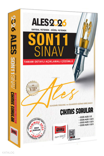 Yargı Yayınları 2026 ALES VİP Sayısal-Sözel Yetenek Son 11 Sınav Çıkmış Sorular (6 Temmuz Dahil)