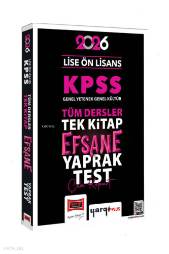 Yargı Yayınları 2026 KPSS Lise Ön Lisans GK-GY Tüm Dersler Tek Kitap E