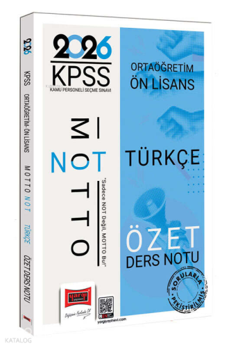 Yargı Yayınları 2026 KPSS Ortaöğretim Ön Lisans Motto Serisi Türkçe Özet Ders Notu