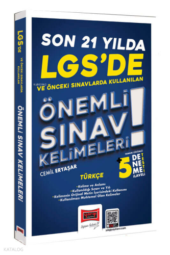 Yargı Yayınları LGS'de Son 21 Yılda Çıkan Önemli Türkçe Sınav Kelimeleri