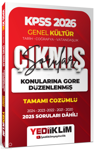 Yediiklim 2026 KPSS Genel Kültür Konularına Göre Düzenlenmiş Tamamı Çö