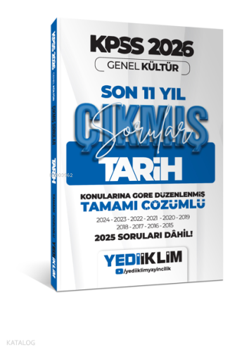 Yediiklim 2026 KPSS Genel Kültür Tarih Konularına Göre Tamamı Çözümlü 