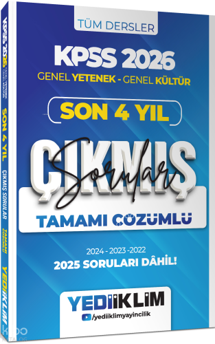 Yediiklim 2026 KPSS Genel Yetenek Genel Kültür Son 4 Yıl Tamamı Çözüml
