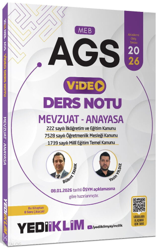 Yediiklim 2026 MEB AGS Mevzuat ve Anayasa Video Anlatımlı Ders Notu