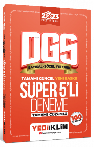 Yediiklim Yayınları 2023 Prestij Serisi Dgs Tamamı Çözümlü Süper 5 Deneme