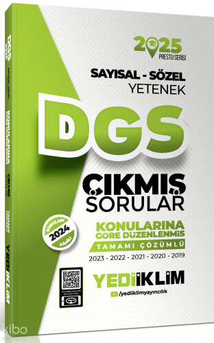 Yediiklim Yayınları 2025 DGS Sayısal-Sözel Yetenek Tamamı Çözümlü Konularına Göre Çıkmış Sorular